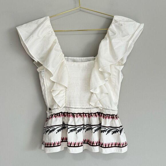 LUG VON SIGA Jade Peplum-Hem Floral Embroidered Top - Picture 6 of 6